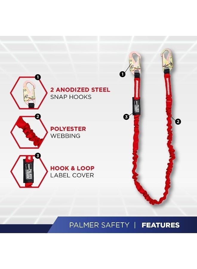 Palmer Safety 5-Point Full Body Harness with Padded Back Support, Quick-Connect Buckles & Grommet Leg Straps - OSHA & ANSI Compliant Industrial Roofing Gear - Hi-Vis Green - Image 4